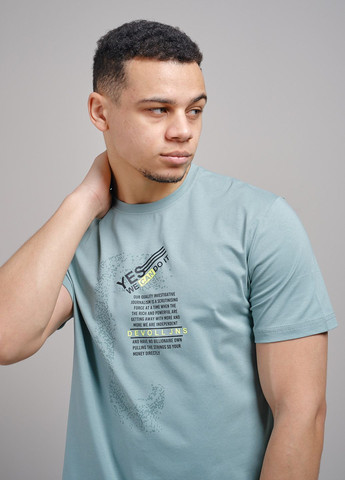 Зелена чоловіча футболка з текстовим принтом 343007 Power