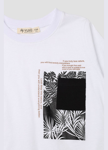 Біла літня футболка з коротким рукавом для хлопчика колір білий cb-00274900 Yuki