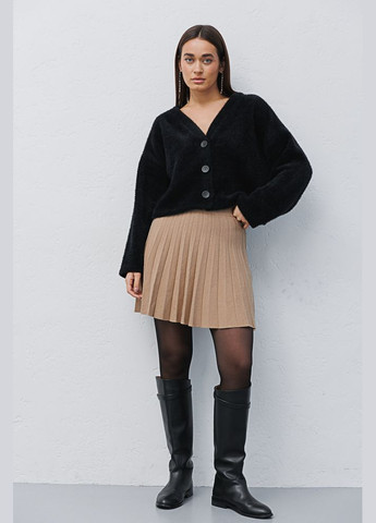 Бежевая короткая вязаная юбка в складки Arjen