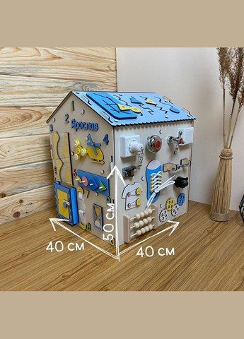 Бізібудинок іменний, максимальна комплектація, бізіхаус, бізіхатинка, розвиваюча дерев'яна іграшка 40х40х50 см No Brand (348357616)