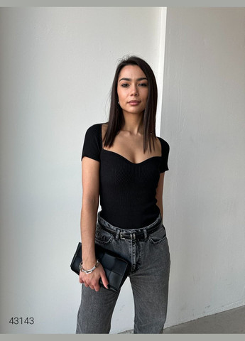 Черный демисезонный джемпер женский с короткими рукавами джемпер Liton