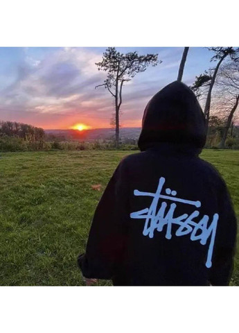 Жіночий стильний худі на флісі з принтом на спині, чорний No Brand (362490413)