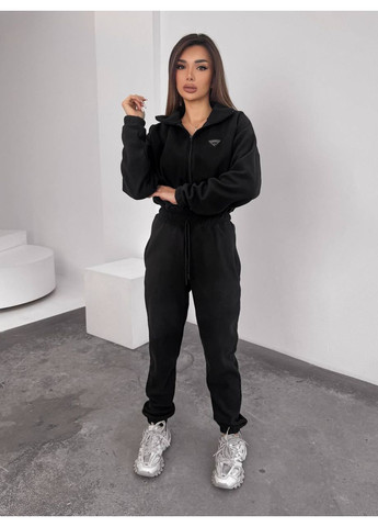 Жiночий теплий комбінезон iз флiса чорного кольору 35888 Fashion (368153149)