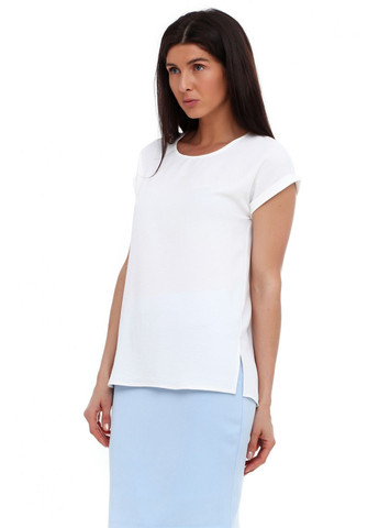Молочная женская приталенная блуза с короткими рукавами (ll142810001) LadyLike