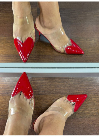 No Brand Жіночі туфлі слінгбек силіконові у формі серце червоні 7 см слінгбекі червоний з силікон, — літо (351394495)