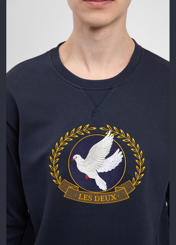 Темно-синий хлопковый свитшот с логотипом Les Deux - крой темно-синий кэжуал - (291442602)