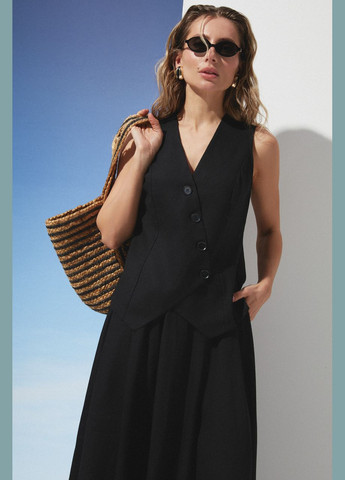 Жіночий комплект жилетка та спідниця. Чорний Seventeen (330644274)