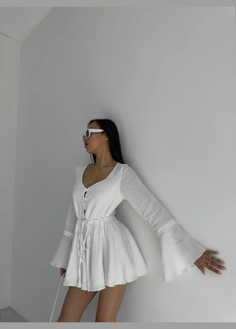 Муслиновый комбинезон Україна комбинезон-шорты однотонный белый повседневный, кэжуал муслин