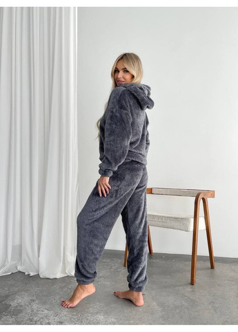 Графитовая пижама женская махра с ушками. пижама (лонгслив, брюки) No Brand