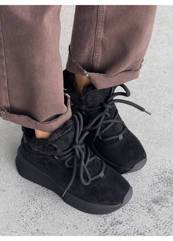 Стильные женские кроссовки No Brand чёрные зима (367960192)