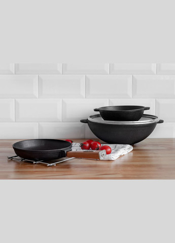 Чавунна сковорода WOK з кришкою 3,7 л Brizoll (322732433)