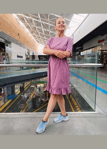 Сиреневое кэжуал летнее платье с рюшами 2 Льва