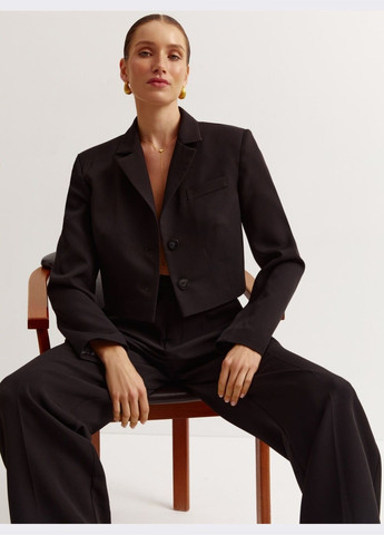 Черный женский пиджак чёрного цвета в стиле кежуал Dressa - демисезонный