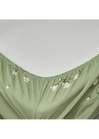 Простирадло на резинці Бязь Gold Люкс 90х200х25 см (MS-850002264) Moon&Star Green Bloom (386591359)