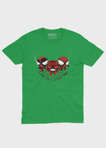 Зелена демісезонна футболка для хлопчика з принтом супергероя - людина-павук (ts001-1-keg-006-014-069-b) Modno
