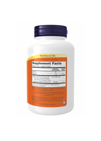 Капсулы примулы вечерней для женского здоровья 1000 мг 90 капсул веганские Now Foods (367957768)