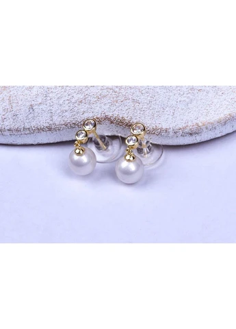 Гарні жіночі сережки цвяшки з перлинками Xuping Jewelry боксерки (393799773)
