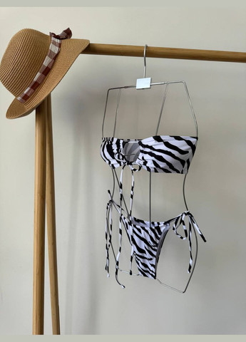 Чорно-білий літній купальник зебра роздільний No Brand