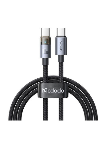 Кабель 100W USB-C to USB-C Transparent Cable with Charging Light 1.2m CA-5580 Black McDodo (359401751)