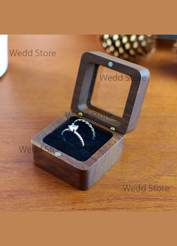 Дерев'яна Коробочка футляр для кілець шкатулка, скринька для каблучки для пропозиції або весілля No Brand (338436941)