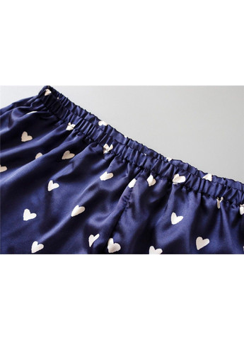 Темно-синя всесезон жіноча піжама love атласна: топ та шорти синя топ + шорти No Brand