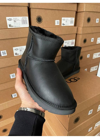Уггі UGG Classic Mini Black Leather (Шкіра) No Brand (364860522)