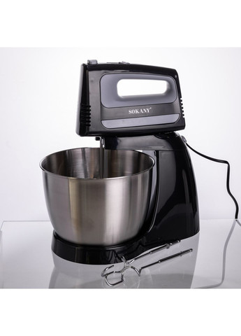 Стаціонарний міксер CX-6622 з чашею 3,5 л, 400 Вт, 5 швидкостей, 2 насадки Чорний Sokany (368765230)