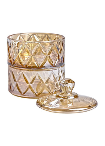 Конфетница стеклянная с крышкой двухуровневая Ø 10 см ваза конфетница коричневая HP-YH-81 Yiwu (370707096)