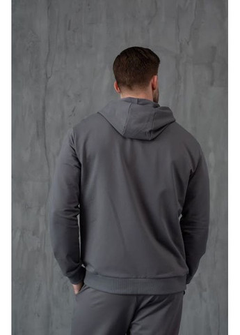 Толстовка чоловіча однотонна капюшон блискавка кармани М сіра Dias (363053843)