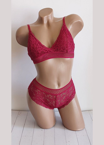 Бордовый демисезонный комплект нижнего белья бюстгальтер и трусики new style one size xs/s бордовый (2-221) No Brand