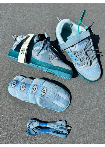 КРОССОВКИ ЖЕНСКИЕ ADIDAS FORUM X BAD BUNNY BLUE TINT АДИДАС ФОРУМ БЕД БАННИ No Brand синие демисезоны (368884630)
