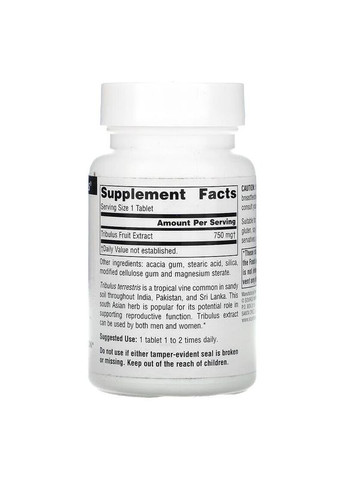 Стимулятор тестостерона Tribulus Extract 750 mg, 60 таблеток Source Naturals (334704230)