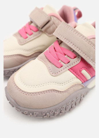 Молочні осінні кросівки для дівчинки, на пласкій підошві колір молочний cb-00273857 Kimboo