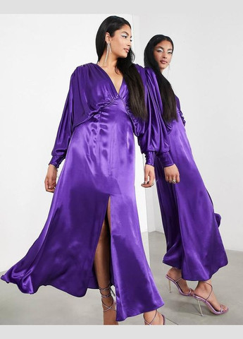 Фиолетовое платье меди с драпировкой вечернее пурпурное Asos
