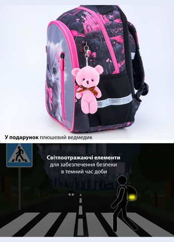 Ортопедический рюкзак для девочки с Котиком 38х28х16 см для 1-4 класса (160-2) School Standard (294181441)