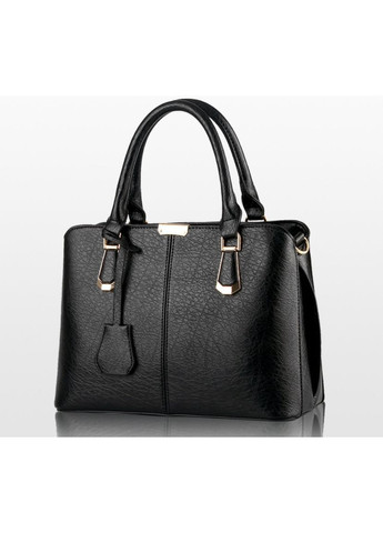 Жіноча сумка на плече з екошкіри з довгим ремінцем чорна середнього розміру ProDobro (363259209)