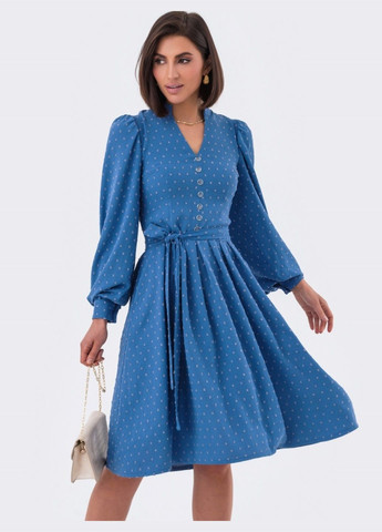 Голубое платье-клёш голубого цвета с декоративными пуговицами Dressa