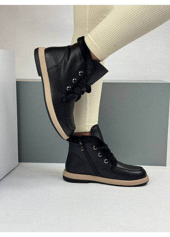 Зимние 556 ботинки зимние черные кожаные Yimeili