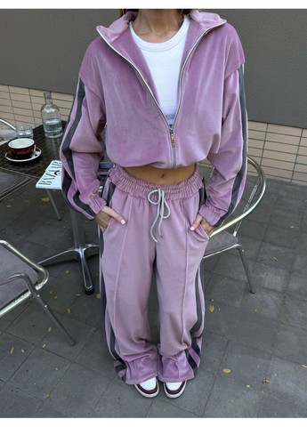 Трендовий костюм жіночий теплий оверсайз велюр плюш графіт No Brand (362411285)