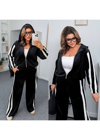 Костюм якісний велюр з лампасами,кофта на блискавці з капюшоном та штани палаццо Україна (365290128)