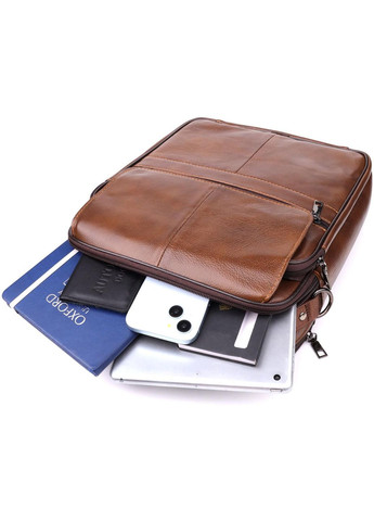 Сумка планшет через плечо мужская из натуральной кожи для телефона и для документов средняя Коричневый 38220 Vintage (355245168)
