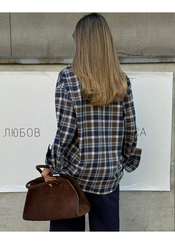 Синяя кэжуал рубашка в клетку Україна с длинным рукавом