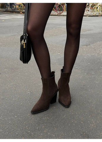 Осенние стильные женские козаки казаки No Brand без декора из натуральной замши