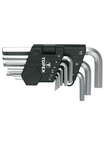 Набір ключів шестигранних (1.510 мм, 9 шт) шестигранники короткі (22746) Topex (290680037)