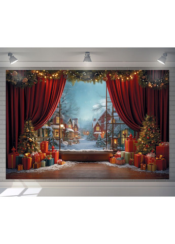 Фотозона Червона завіса, сцена і ялинка – №46556 Vinylpex (369929954)