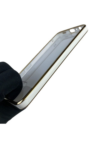 Чехол для Galaxy A03 SM-A035F с кольцом MagSafe с золотой окантовкой на самсунг а03 белый gs1 Samsung (366230869)