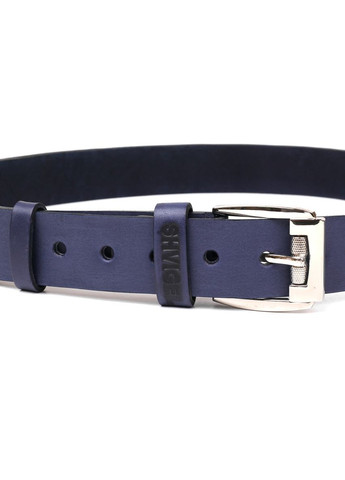 Класичний чоловічий ремінь шкіряний 11254 Синій Shvigel (302971817)