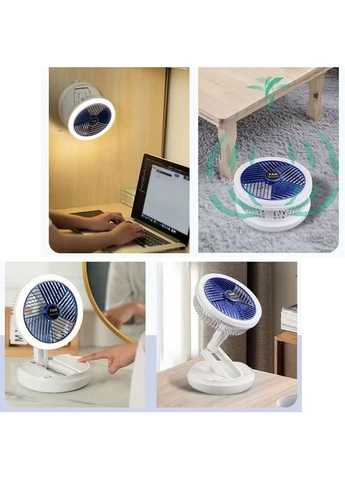 Настольный складной вентилятор Folding Fan 2in1 with Night Light White Epik (386033897)