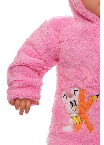 Розовый зимний костюм с длинным рукавом для девочки махра авс розовый 68 см (26330) BABYKROHA