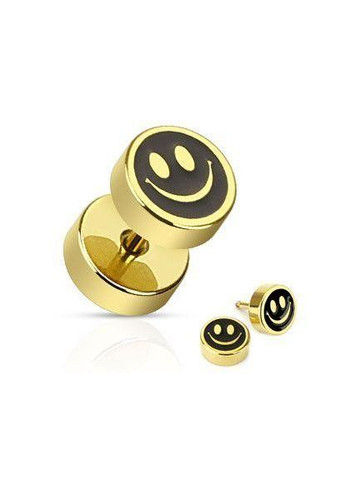 Серьги гвоздики 2*PSFX-56 круглой формы в виде смайлика (имитация плага) Spikes (360389575)